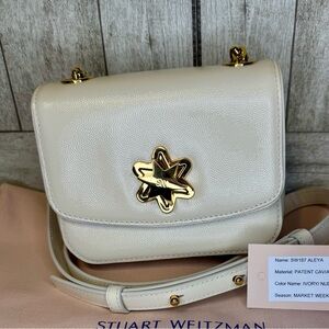 Stuart Weitzman Aleya Crossbody Ivory Patent Leather